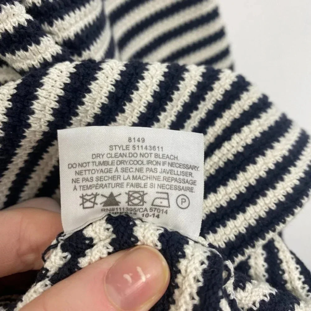 Tory Burch Black White Striped Knit Sweater‎ Blouse Size M